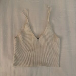 white ribbed knit tank top